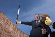 Businessman With Sword and Stick Pony