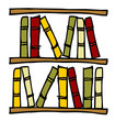 Shelves with books.