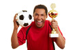Afrikaner mit Fußball und Pokal