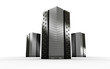 3d model of three original computer servers