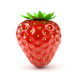 single fresh red strawberry isolated on white background