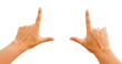Female Hands Making Frame on White, Clipping Path Female Hands Making Frame on White, Clipping Path