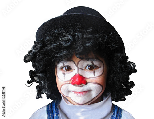 Cute Face on Photo  Cute Child With Clown Face Painting Isolated On White    Lucky