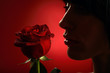Woman with red rose