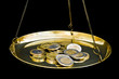 Euro coins on scales