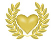 Gold laurel wreath with gold heart Gold laurel wreath with gold heart