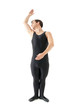 Young man dancing ballet isolated on white background.
