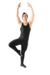 Young man dancing ballet isolated on white background.