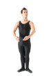 Young man dancing ballet isolated on white background.