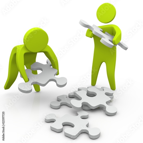 Illustration: collecting pieces of puzzle collecting pieces of puzzle