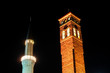 Sarajevo, Bosnia - Historical minaret and watchtower -nightshot