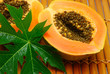 fresh papaya and green leaf
