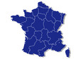 carte des régions de france bleue contour blanc vierge