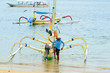 Fisherman arrives at the beach.Bali,Indonesia