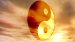 (1183) Buddhist Chinese Yin and Yang Philosophy Flag with Sunset