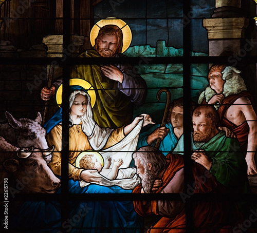 Photo: Nativity Scene - Christmas - Stockholm church window Nativity Scene - Christmas - Stockholm church window