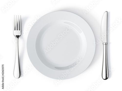 Illustration: Place setting with plate, knife and fork Place setting with plate, knife and fork