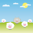 Vector: sheep with wolf on the field vector illustration cartoon sheep with wolf on the field vector illustration cartoon