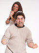 Raging man and admiring girl