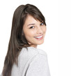 Pretty young female smiling at you - White background
