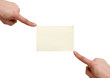 hands point to the business card