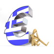 Doll Sitting At Greek Euro Sign Doll Sitting At Greek Euro Sign