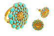 Ring and earrings with floral ornament