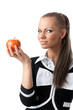 Young  woman with red apple.