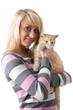 Young woman with a kitten.