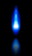 blue flame of a burning natural gas and reflection