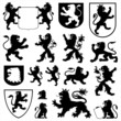 Vektor: Silhouettes of heraldic lions Silhouettes of heraldic lions