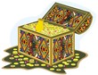 ornament chest with gold fortune and money