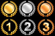 Golden-silver-bronze leaf crests with medals of honor