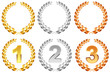 Golden-silver-bronze leaf crests isolated on white