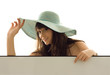 Prettty woman with a blank board