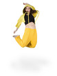 Teenage girl dancing hip-hop over white Teenage girl dancing hip-hop over white