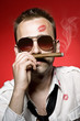 Foto: man smoking cigar man smoking cigar