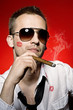 Foto: man smoking cigar man smoking cigar
