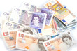 pile of British and Euro money
