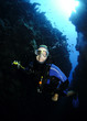 scuba diver in cave