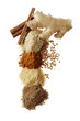 ground spices, ginger and cinnamon on white background