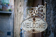 Welcome sign on log home Welcome sign on log home