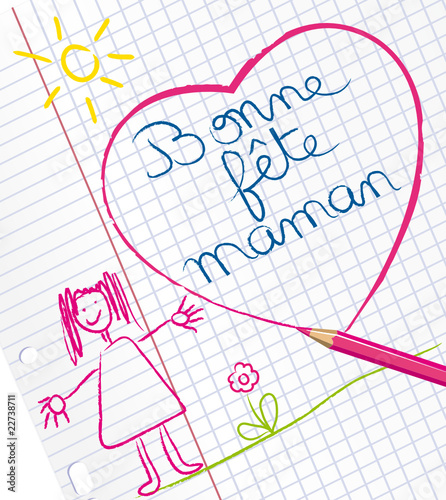 Vector: Bonne fête maman dessin enfant Bonne fête maman dessin enfant
