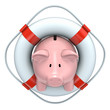 Piggy bank with the lifebuoy