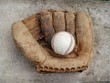 Old baseball and mitt