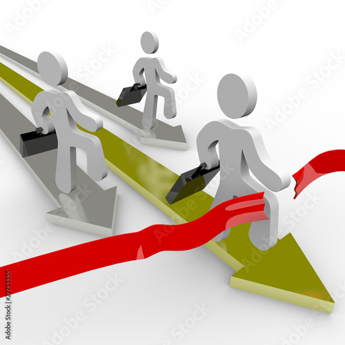 Across The Line. Race Across Finish Line