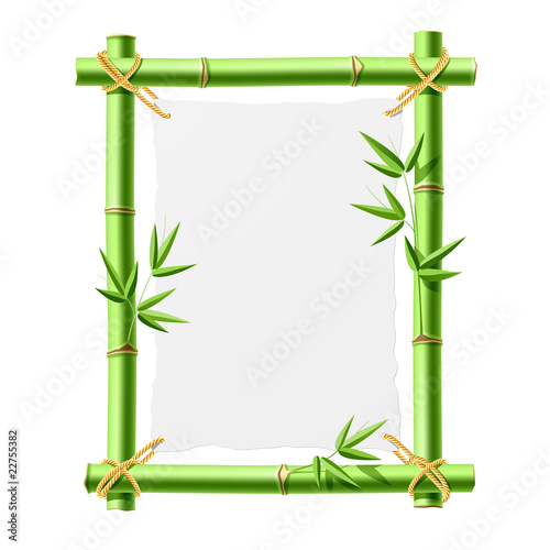 blank paper vector. Bamboo frame with lank paper.