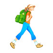 Traveling tourist girl with backpack