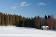 Small wooden house in winter. Small wooden house in winter.
