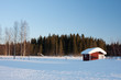 Small wooden house in winter. Small wooden house in winter.